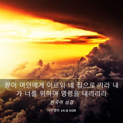 Picture 03 - 사무엘하 14:8 KOR - 왕이 여인에게 이르되 네 집으로 - Bible Verse Picture