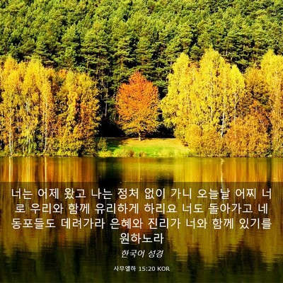 Picture 03 - 사무엘하 15:20 KOR - 너는 어제 왔고 나는 정처 없이 가니 - Bible Verse Picture