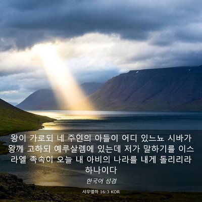 Picture 03 - 사무엘하 16:3 KOR - 왕이 가로되 네 주인의 아들이 어디 - Bible Verse Picture
