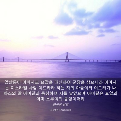 Picture 03 - 사무엘하 17:25 KOR - 압살롬이 아마사로 요압을 대신하여 - Bible Verse Picture