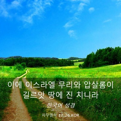 Picture 03 - 사무엘하 17:26 KOR - 이에 이스라엘 무리와 압살롬이 - Bible Verse Picture