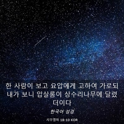 Picture 03 - 사무엘하 18:10 KOR - 한 사람이 보고 요압에게 고하여 - Bible Verse Picture