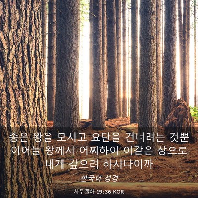 Picture 03 - 사무엘하 19:36 KOR - 종은 왕을 모시고 요단을 건너려는 - Bible Verse Picture