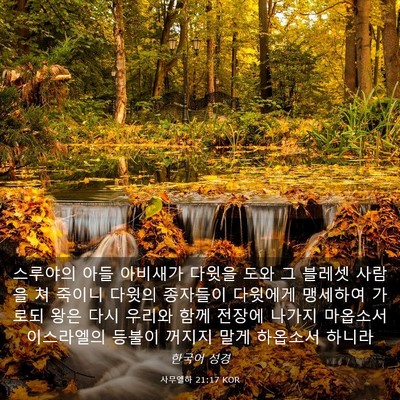 Picture 03 - 사무엘하 21:17 KOR - 스루야의 아들 아비새가 다윗을 도와 - Bible Verse Picture