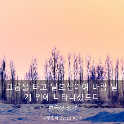 Picture 03 - 사무엘하 22:11 KOR - 그룹을 타고 날으심이여 바람 날개 - Bible Verse Picture