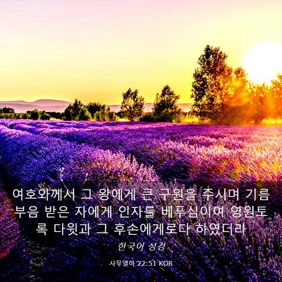 Picture 03 - 사무엘하 22:51 KOR - 여호와께서 그 왕에게 큰 구원을 - Bible Verse Picture