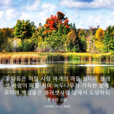 Picture 03 - 사무엘하 23:11 KOR - 그 다음은 하랄 사람 아게의 아들 - Bible Verse Picture