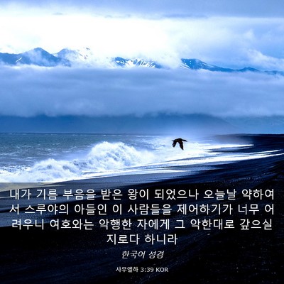 Picture 03 - 사무엘하 3:39 KOR - 내가 기름 부음을 받은 왕이 - Bible Verse Picture