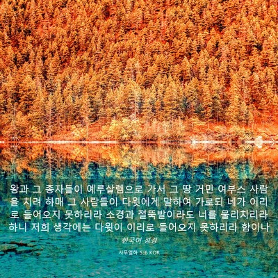 Picture 03 - 사무엘하 5:6 KOR - 왕과 그 종자들이 예루살렘으로 가서 - Bible Verse Picture