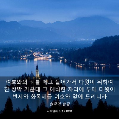 Picture 03 - 사무엘하 6:17 KOR - 여호와의 궤를 메고 들어가서 다윗이 - Bible Verse Picture