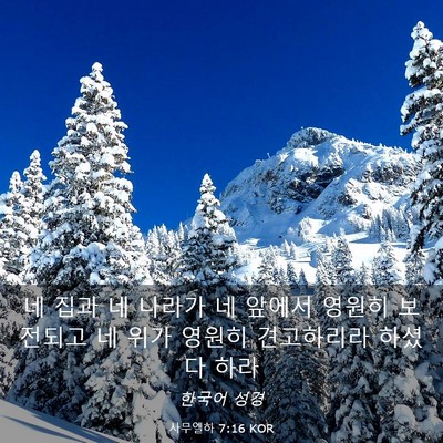 Picture 03 - 사무엘하 7:16 KOR - 네 집과 네 나라가 네 앞에서 영원히 - Bible Verse Picture