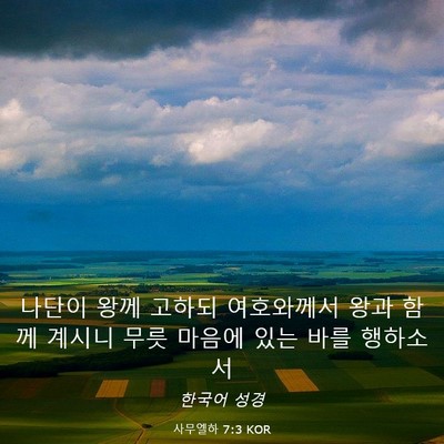 Picture 03 - 사무엘하 7:3 KOR - 나단이 왕께 고하되 여호와께서 왕과 - Bible Verse Picture