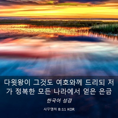Picture 03 - 사무엘하 8:11 KOR - 다윗왕이 그것도 여호와께 드리되 - Bible Verse Picture