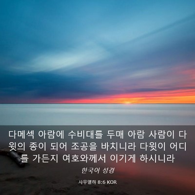 Picture 03 - 사무엘하 8:6 KOR - 다메섹 아람에 수비대를 두매 아람 - Bible Verse Picture