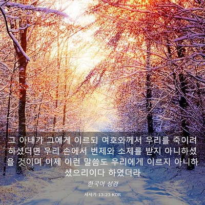 Picture 03 - 사사기 13:23 KOR - 그 아내가 그에게 이르되 여호와께서 - Bible Verse Picture