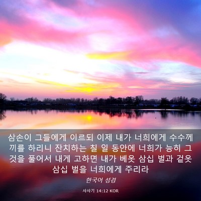Picture 03 - 사사기 14:12 KOR - 삼손이 그들에게 이르되 이제 내가 - Bible Verse Picture