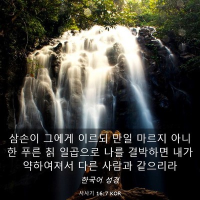 Picture 03 - 사사기 16:7 KOR - 삼손이 그에게 이르되 만일 마르지 - Bible Verse Picture