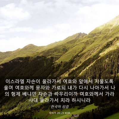 Picture 03 - 사사기 20:23 KOR - 이스라엘 자손이 올라가서 여호와 - Bible Verse Picture