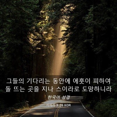 Picture 03 - 사사기 3:26 KOR - 그들의 기다리는 동안에 에훗이 - Bible Verse Picture