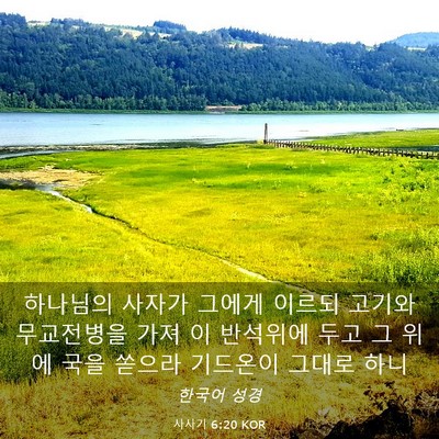 Picture 03 - 사사기 6:20 KOR - 하나님의 사자가 그에게 이르되 - Bible Verse Picture