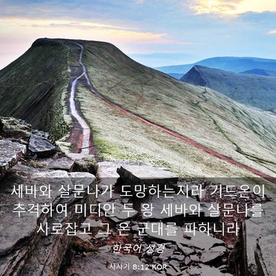 Picture 03 - 사사기 8:12 KOR - 세바와 살문나가 도망하는지라 - Bible Verse Picture