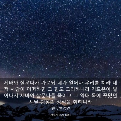 Picture 03 - 사사기 8:21 KOR - 세바와 살문나가 가로되 네가 일어나 - Bible Verse Picture