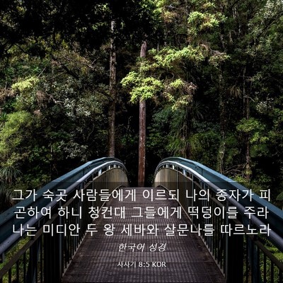 Picture 03 - 사사기 8:5 KOR - 그가 숙곳 사람들에게 이르되 나의 - Bible Verse Picture
