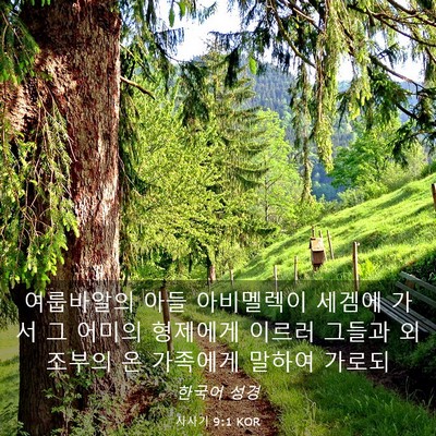 Picture 03 - 사사기 9:1 KOR - 여룹바알의 아들 아비멜렉이 세겜에 - Bible Verse Picture