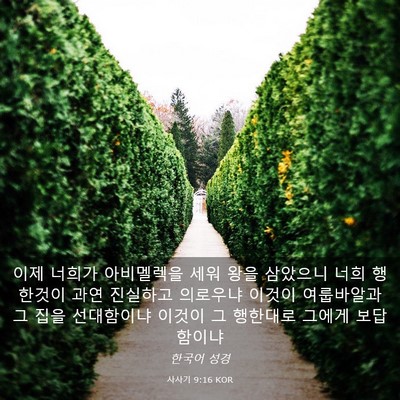 Picture 03 - 사사기 9:16 KOR - 이제 너희가 아비멜렉을 세워 왕을 - Bible Verse Picture