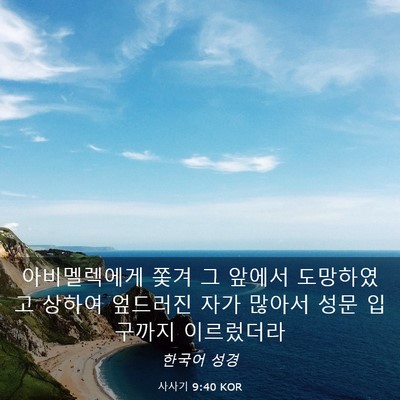 Picture 03 - 사사기 9:40 KOR - 아비멜렉에게 쫓겨 그 앞에서 - Bible Verse Picture