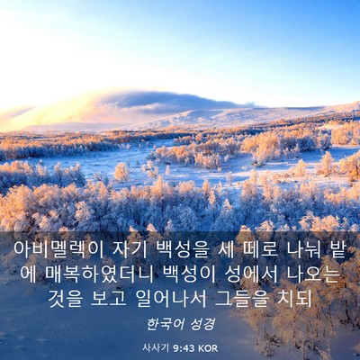 Picture 03 - 사사기 9:43 KOR - 아비멜렉이 자기 백성을 세 떼로 - Bible Verse Picture