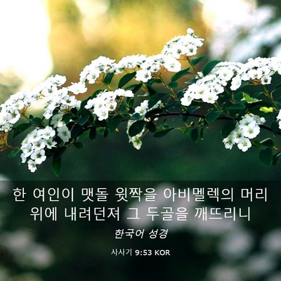 Picture 03 - 사사기 9:53 KOR - 한 여인이 맷돌 윗짝을 아비멜렉의 - Bible Verse Picture