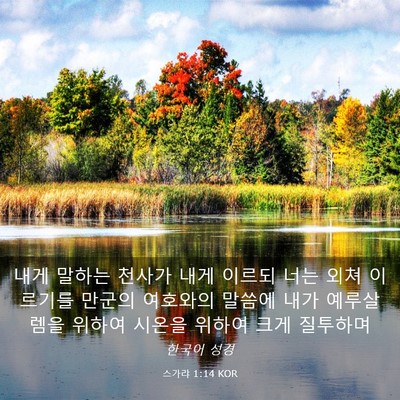 Picture 03 - 스가랴 1:14 KOR - 내게 말하는 천사가 내게 이르되 - Bible Verse Picture