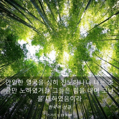 Picture 03 - 스가랴 1:15 KOR - 안일한 열국을 심히 진노하나니 나는 - Bible Verse Picture