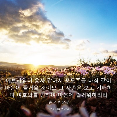 Picture 03 - 스가랴 10:7 KOR - 에브라임이 용사 같아서 포도주를 - Bible Verse Picture