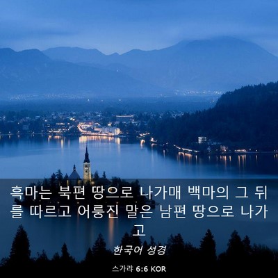 Picture 03 - 스가랴 6:6 KOR - 흑마는 북편 땅으로 나가매 백마의 - Bible Verse Picture