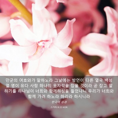 Picture 03 - 스가랴 8:23 KOR - 만군의 여호와가 말하노라 그날에는 - Bible Verse Picture