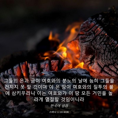 Picture 03 - 스바냐 1:18 KOR - 그들의 은과 금이 여호와의 분노의 - Bible Verse Picture