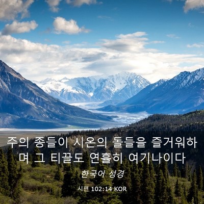 Picture 03 - 시편 102:14 KOR - 주의 종들이 시온의 돌들을 - Bible Verse Picture