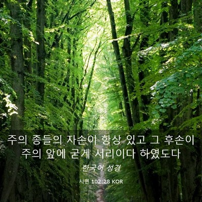 Picture 03 - 시편 102:28 KOR - 주의 종들의 자손이 항상 있고 그 - Bible Verse Picture