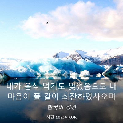 Picture 03 - 시편 102:4 KOR - 내가 음식 먹기도 잊었음으로 내 - Bible Verse Picture