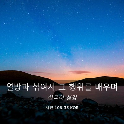 Picture 03 - 시편 106:35 KOR - 열방과 섞여서 그 행위를 - Bible Verse Picture