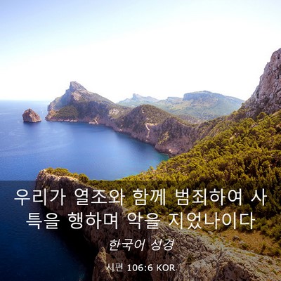 Picture 03 - 시편 106:6 KOR - 우리가 열조와 함께 범죄하여 사특을 - Bible Verse Picture