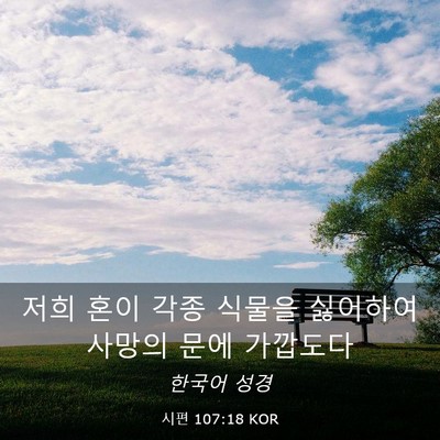 Picture 03 - 시편 107:18 KOR - 저희 혼이 각종 식물을 싫어하여 - Bible Verse Picture