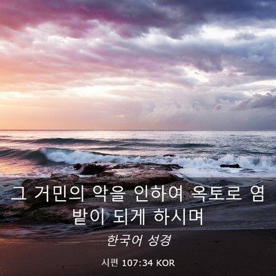 Picture 03 - 시편 107:34 KOR - 그 거민의 악을 인하여 옥토로 - Bible Verse Picture