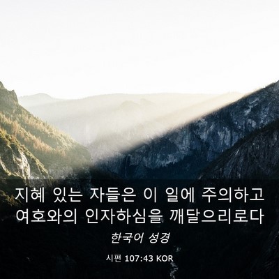 Picture 03 - 시편 107:43 KOR - 지혜 있는 자들은 이 일에 주의하고 - Bible Verse Picture