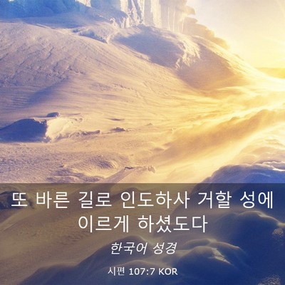 Picture 03 - 시편 107:7 KOR - 또 바른 길로 인도하사 거할 성에 - Bible Verse Picture
