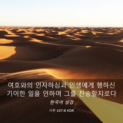 Picture 03 - 시편 107:8 KOR - 여호와의 인자하심과 인생에게 - Bible Verse Picture
