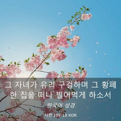 Picture 03 - 시편 109:10 KOR - 그 자녀가 유리 구걸하며 그 황폐한 - Bible Verse Picture