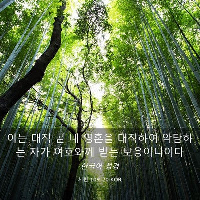 Picture 03 - 시편 109:20 KOR - 이는 대적 곧 내 영혼을 대적하여 - Bible Verse Picture